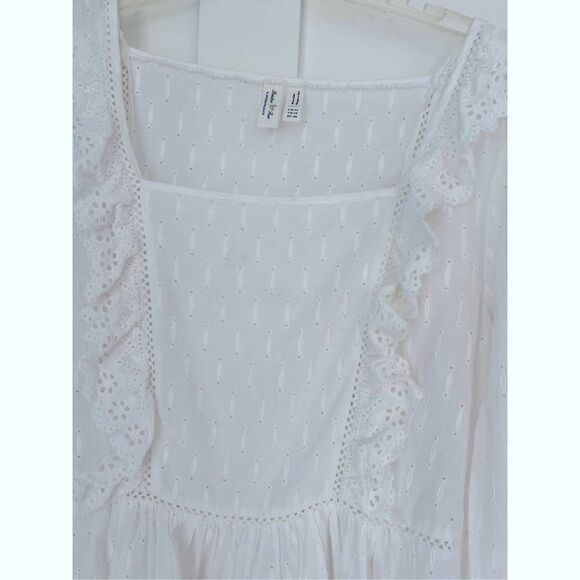 Anthropologie Meadow Rue White Edelyn Ruffled Eyelet Summer Blouse Top Sz 10 - Picture 3 of 10